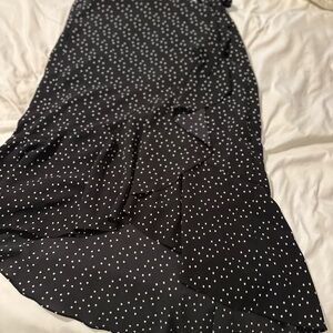 Max Studio Asymmetrical Black and White Polka Dot Skirt